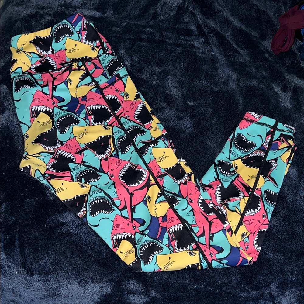 Colorful Shark Print Kids Leggings